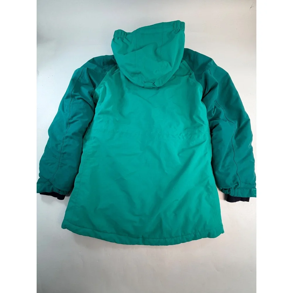 Lands End Squall Waterproof Parka Green Kids Large 14 Grow-A-Long Hooded Jacket